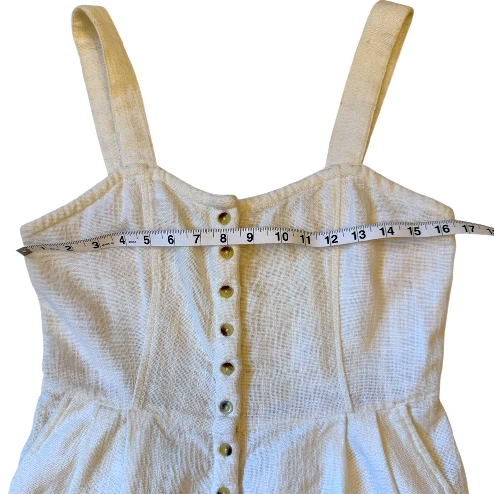 Billabong White Paint The Town Cropped Jumpsuit Sleeveless Smocked Size Large - Picture 12 of 13